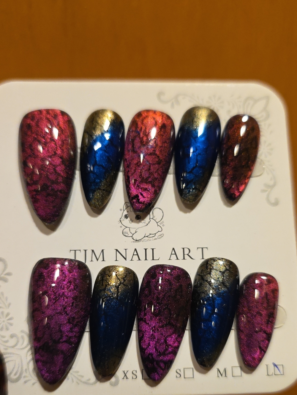 Metallic Blue & Pink Press-On Nails Size Large
